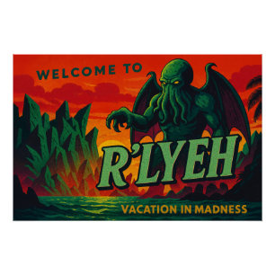 Pôster Bem-vindos a R’lyeh - Férias na Loucura