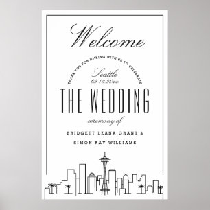 Poster Bem-vindos ao nosso Casamento de Seattle!
