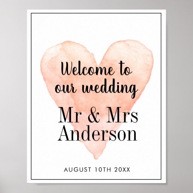 Poster Bem-vindos ao nosso coração de coral de casamento (Frente)