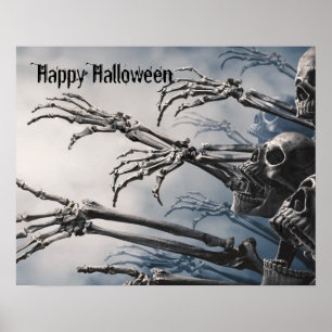 Poster Bem-vindos Mortais tolos Zombie Skeleton Assustado