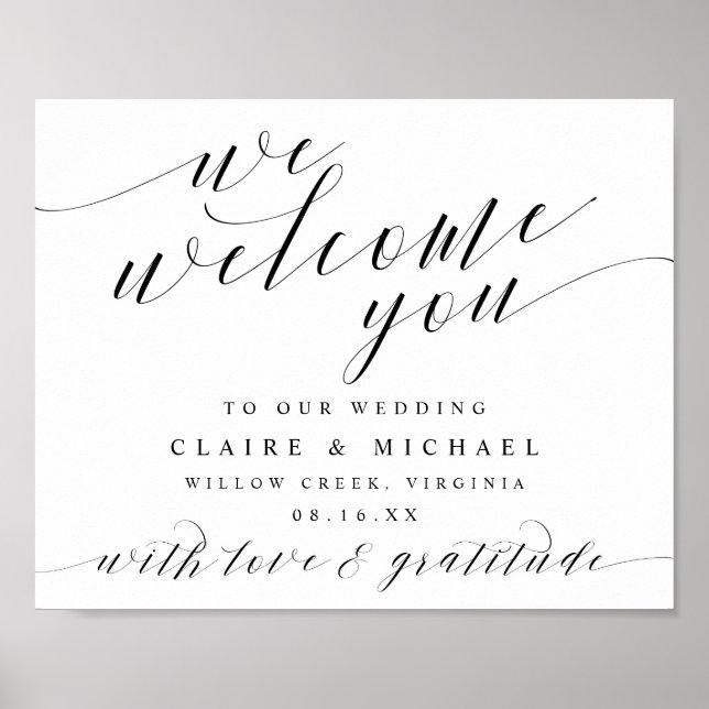 Poster Bem-Vos Bem-vindos Script De Caligrafia Qualquer S (Frente)