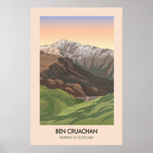 Poster Ben Cruachan Munros da Escócia Cartaz de Viagem
