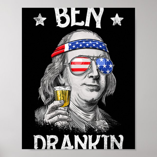 Poster Ben Drankin 4 de Julho Benjamin Franklin Homens Mu (Frente)