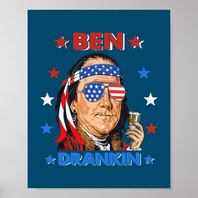 Poster Ben Drankin 4 de julho Benjamin Franklin Men (Frente)
