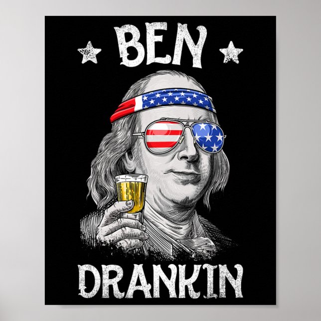 Poster Ben Drankin 4 De Julho Benjamin Franklin Men Amer (Frente)
