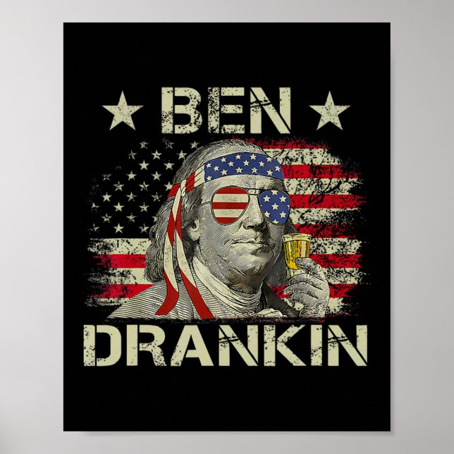Poster Ben Drankin Benjamin Franklin 4 De Julho Divertido (Frente)