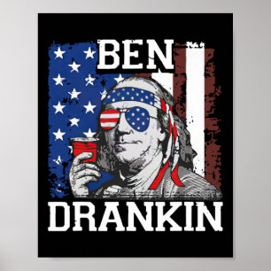 Poster Ben engraçado bebendo cerveja no dia 4 de julho ba