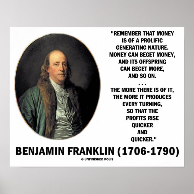 Poster Ben Franklin Money Prolific Gerando Natureza (Frente)