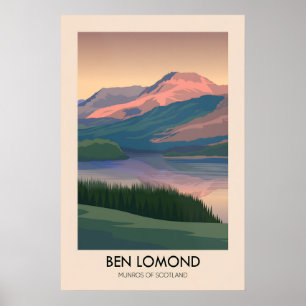 Poster Ben Lomond Munros da Escócia Cartaz de Viagem