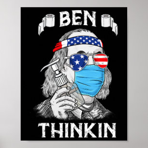 Poster Ben Thinkin 4 De Julho Divertido Benjamin Franklin