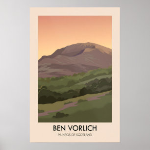 Poster Ben Vorlich Munros da Escócia Cartaz de Viagem
