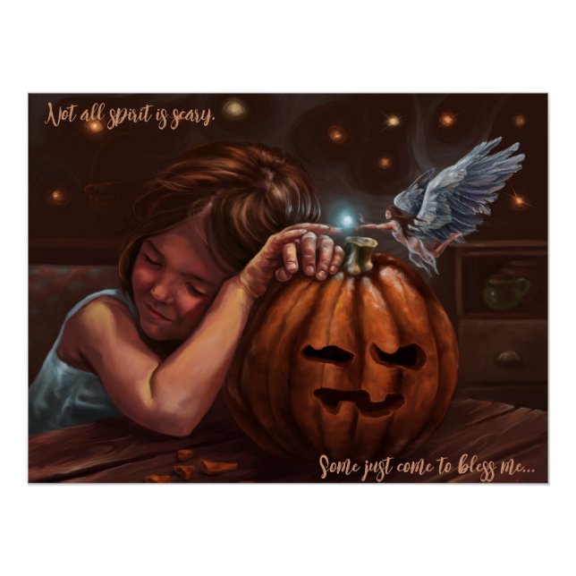 Pôster Bênção angelical halloween arte fofa (Frente)