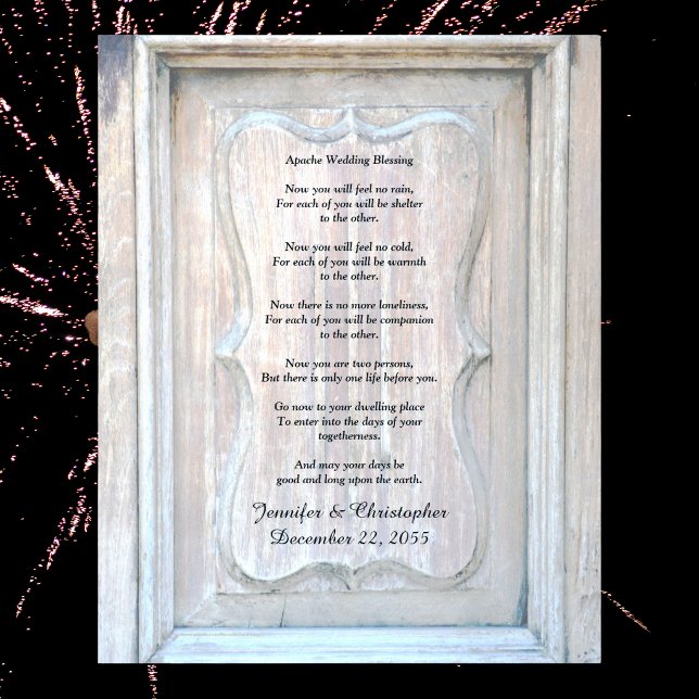 Pôster Bênção de Casamento Apache com Fundo de Madeira Ve (Criador carregado)