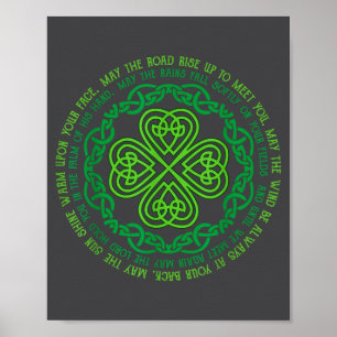 Poster Bênção Irlandesa Nó Celta & Trevo de 4 folhas Luc