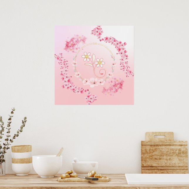 Poster Bênção primavera, Arte Floral Rosa (Cozinha)