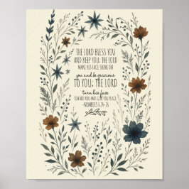 Poster Bênção Sacerdotal Floral Vintage Números 6:24–26
