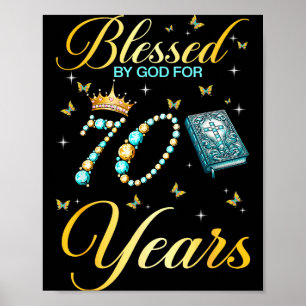 Poster Bendito por Deus por 70 Anos de Aniversário Cristã