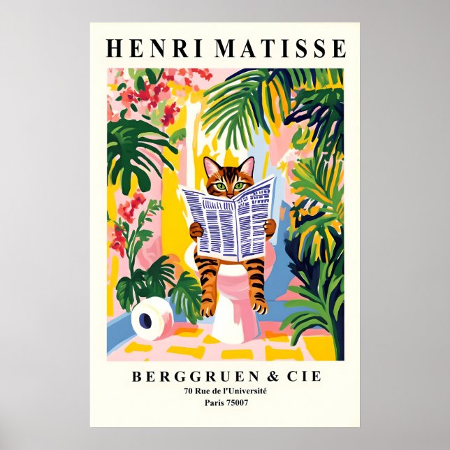 Poster Bengal Cat on Toilet Art Bathroom Print in Henri (Frente)