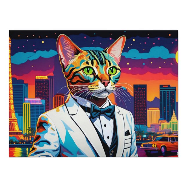 PÔSTER BENGAL CAT-VEGAS NIGHT 5 (Frente)