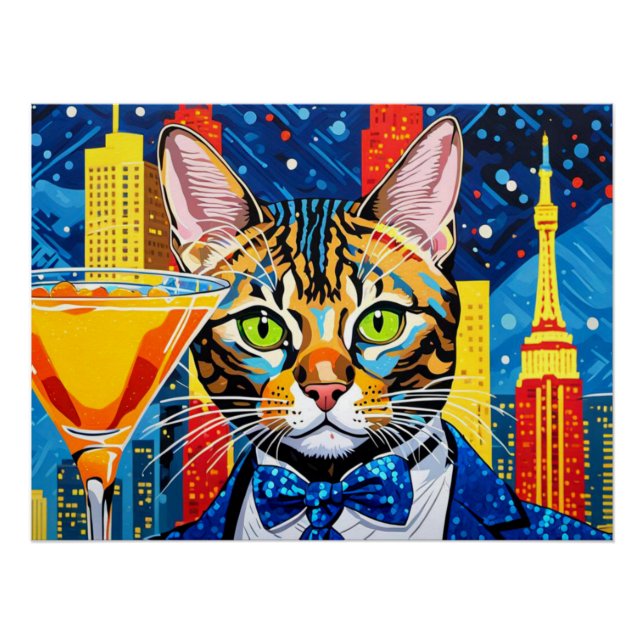 PÔSTER BENGAL CAT-VEGAS NIGHT LIFE (Frente)