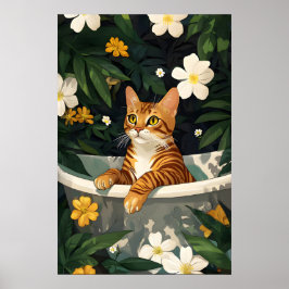 Poster Bengal In Bathtub Poster, Funny Cat Poster, Bengal