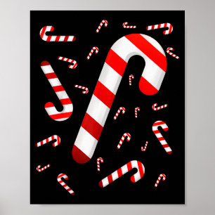 Poster Bengala de Natal Alegre e Brilhante Doce Vermelho