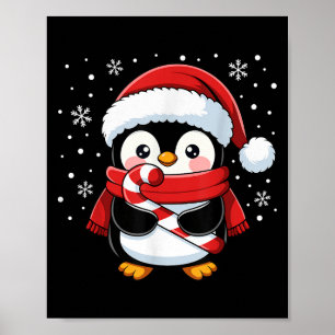 Poster Bengala de Natal de Pinguim Inverno Menina B