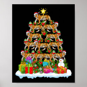 Poster Bengala Tiger Papais noeis de Iluminação Árvore de