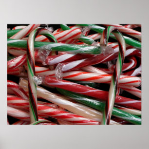 Pôster Bengalas de Natal com Menta de Chocolate Festivo