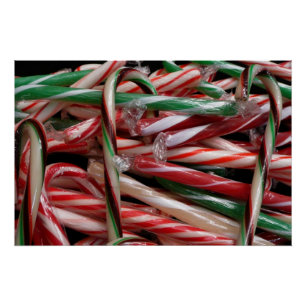 Pôster Bengalas de Natal com Menta de Chocolate Festivo