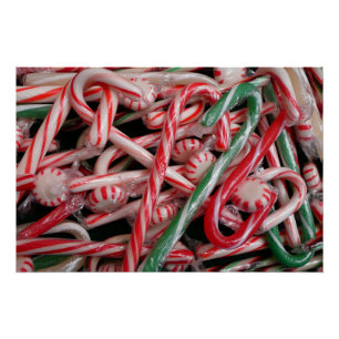 Pôster Bengalas e Peppermints Natal Feriado