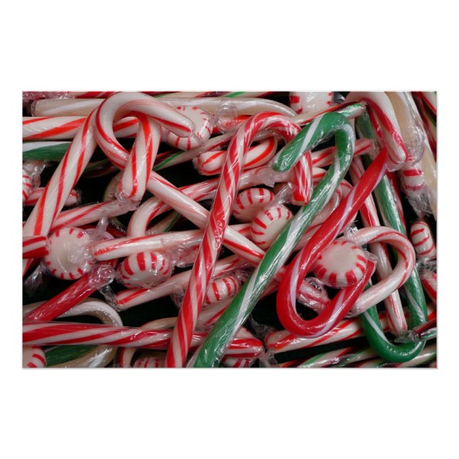 Pôster Bengalas e Peppermints Natal Feriado (Frente)
