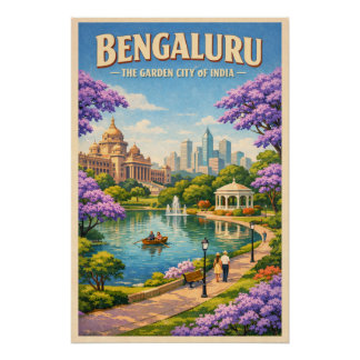 Pôster Bengaluru, India, in a classic retro travel