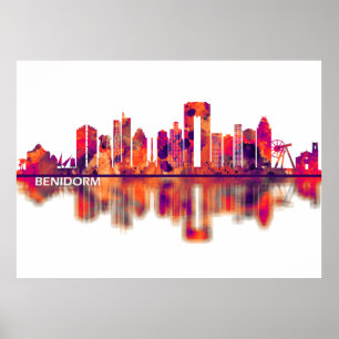 Poster Benidorm Espanha Skyline