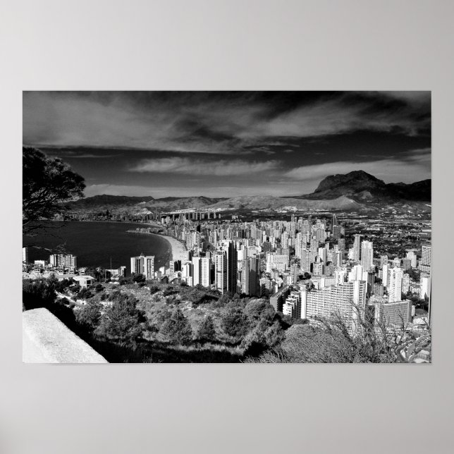 Poster Benidorm Skyline Cityscape Espanha Costa Blanca (Frente)