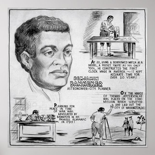 Poster Benjamin Banneker American Black Inventor (Frente)