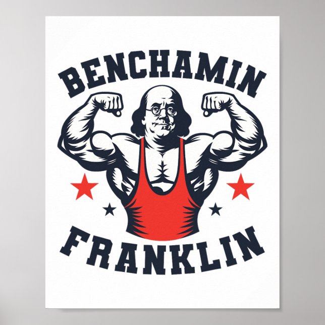 Poster Benjamin Benchamin Franklin Bench Press Bodybuildi (Frente)