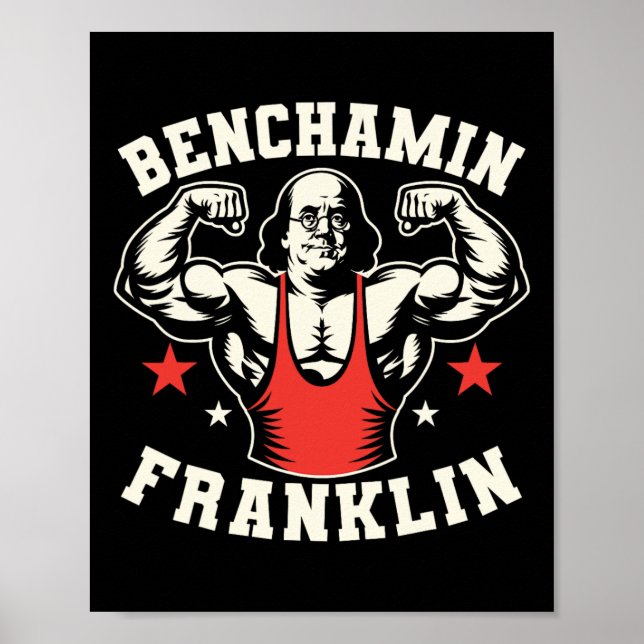Poster Benjamin Benchamin Franklin Bench Press Bodybuildi (Frente)