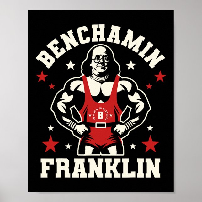 Poster Benjamin Benchamin Franklin Bench Press Bodybuildi (Frente)