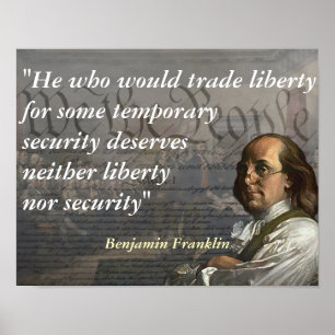 Poster Benjamin Franklin Cote sobre a Liberdade