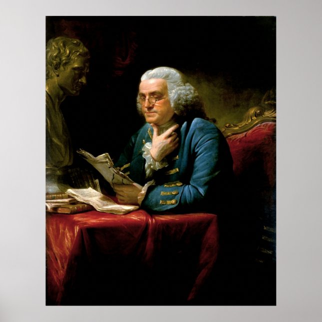 Pôster Benjamin Franklin, de David Martin, feito em 1767 (Frente)