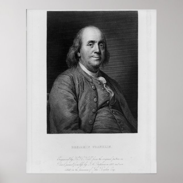 Pôster BENJAMIN FRANKLIN Engrave por H.B. Hall (Frente)