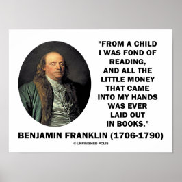 Poster Benjamin Franklin Gosta De Ler Citação De Dinheiro