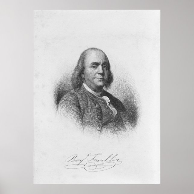 Poster BENJAMIN FRANKLIN por Henry Bryan Hall (Frente)