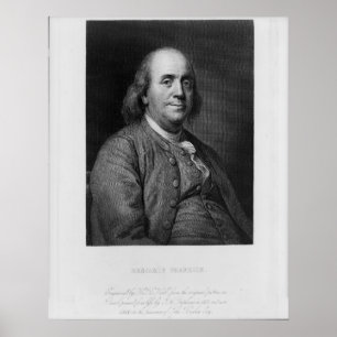Pôster BENJAMIN FRANKLIN que grava por H.B. Salão