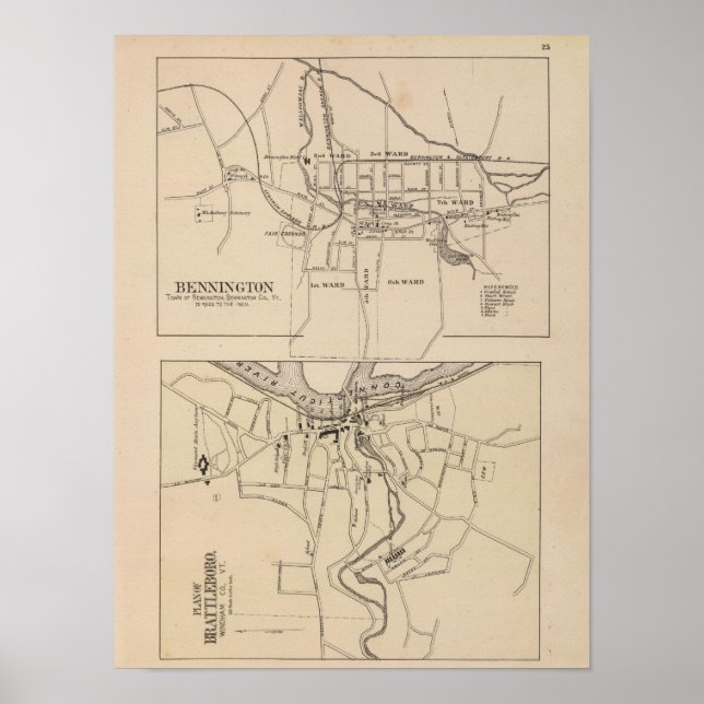 Pôster Bennington e Plano de Battleboro (Frente)