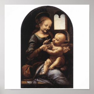 Pôster Benois Madonna por Leonardo da Vinci cerca de 1478