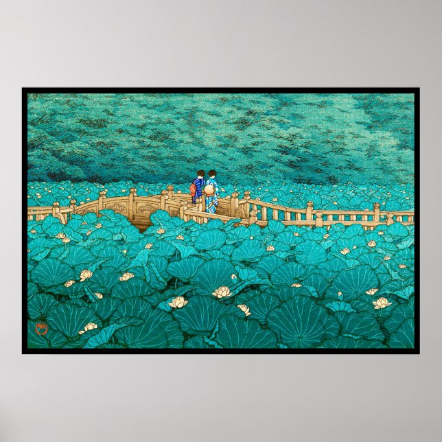 Poster Benten Pond no cenário japonês Shiba Kawase Hasui (Frente)