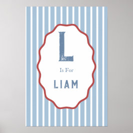 Poster Berçário Alfabetizado Vintage Personalizado, Nome 