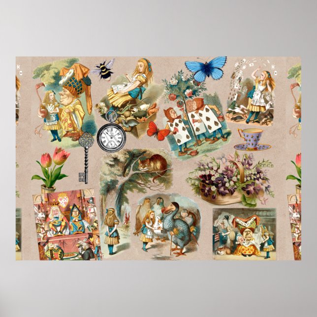 Poster Berçário Alice Colorido Clássico Anos 1800 Mundo d (Frente)